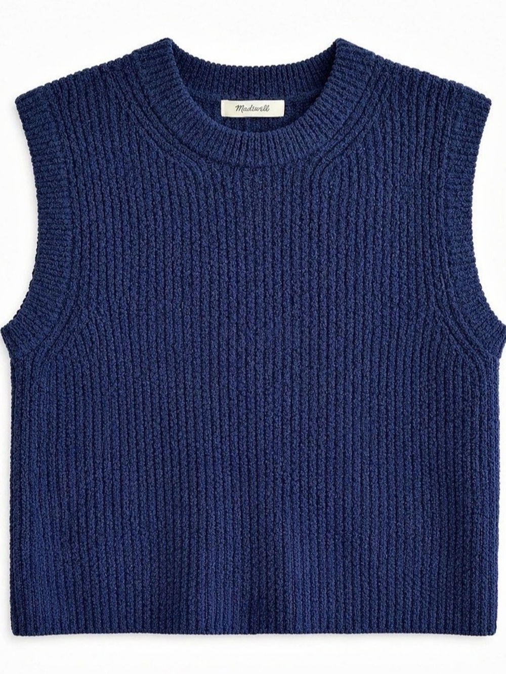 Madewell Bouclé Navy Textured Knit Crewneck Sweater Vest Size Large